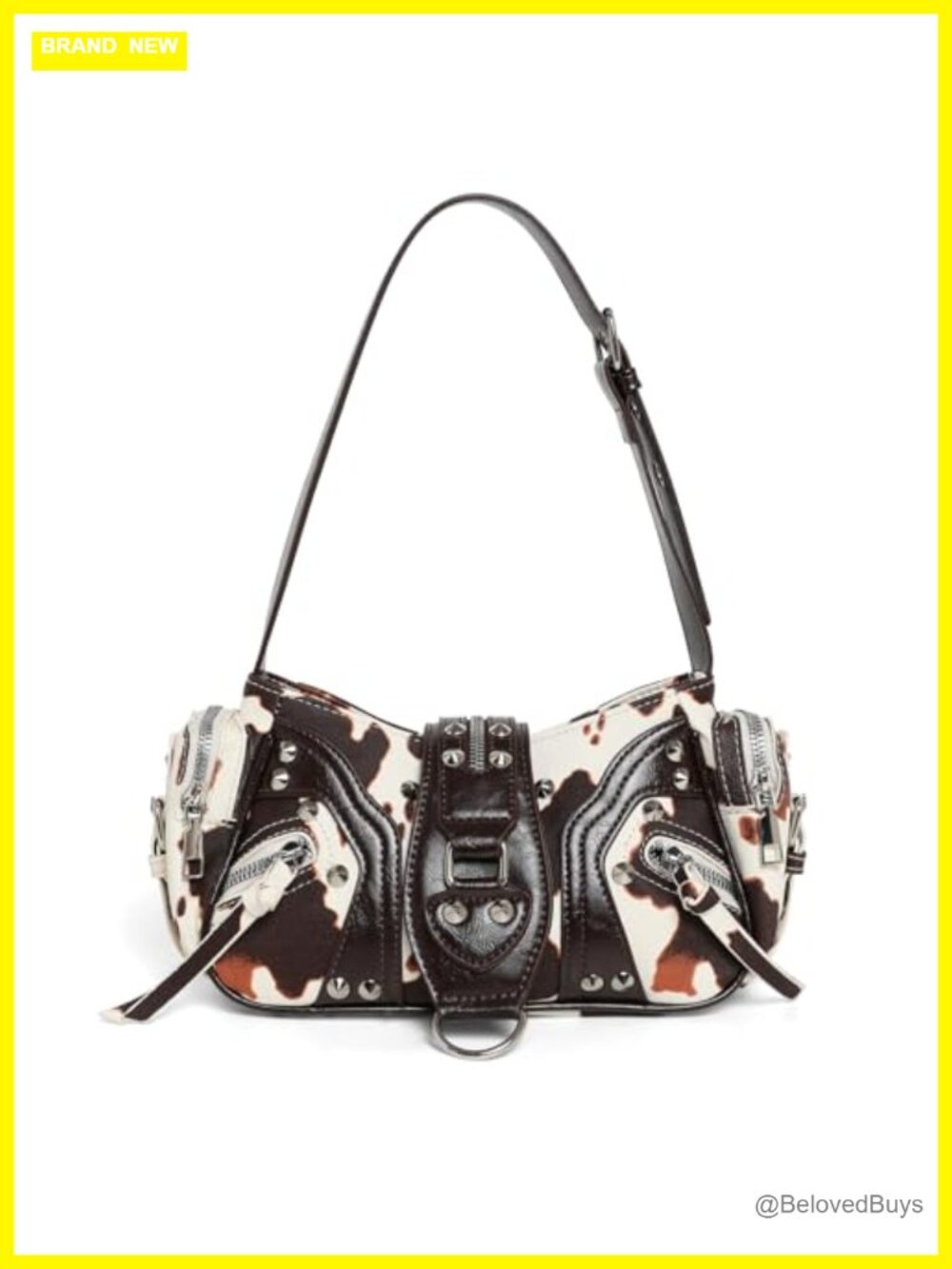 Small Studded Faux Leather Shoulder Bag Y2K Goth Purse
